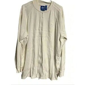 Adidas Originals White Full-Zip Sweatshirt Jacket 2XL Unisex Cotton Blend Embroi
